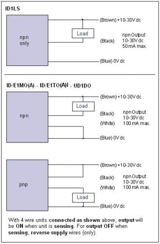 Proximity sensors connections DC