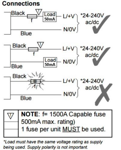 2 wire connections with fuse